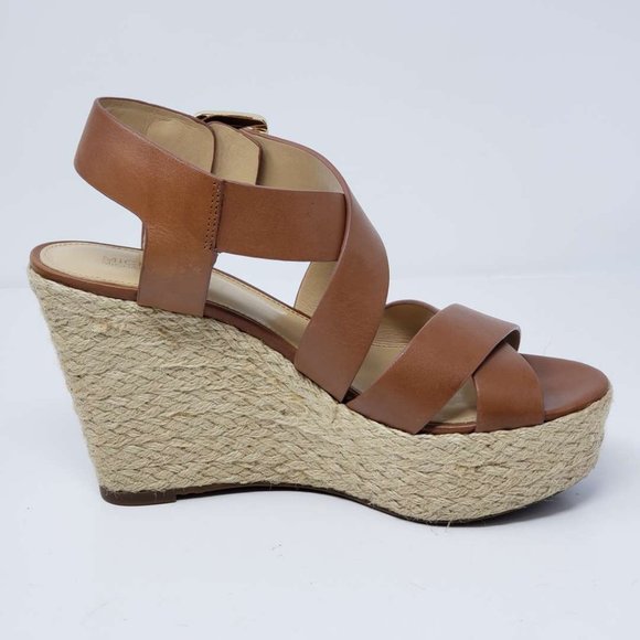 Authentic Michael Kors Wedge Leather Brown Sandal - Picture 3 of 8